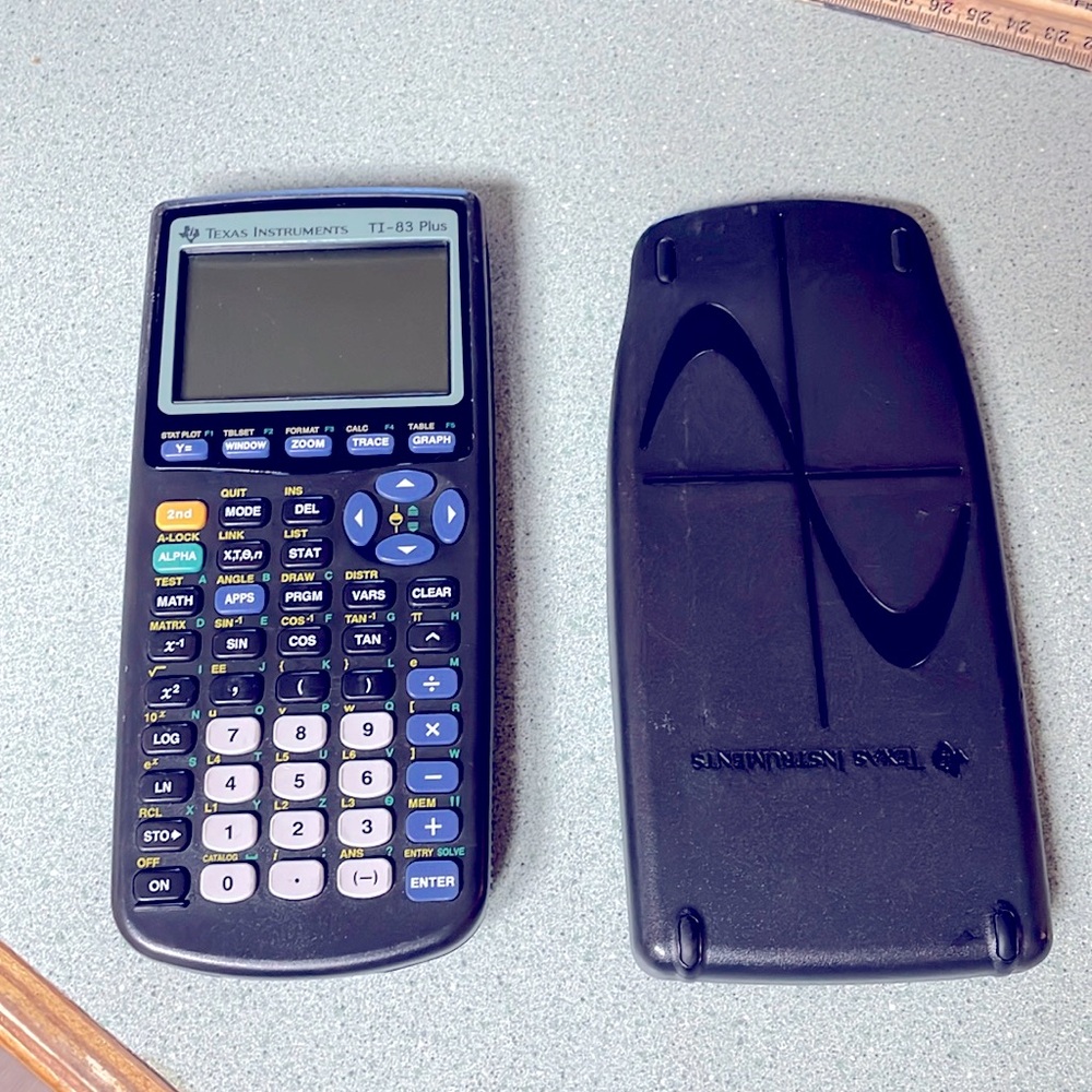 Texas Instruments TI-83 Plus Programmable Graphing Calculator & cover